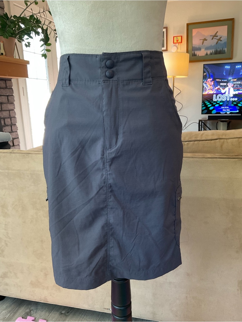 🐺L.L. Bean Ripstop Utility Camp‎ Skirt Charcoal Gray Hiking Cargo Size 6
